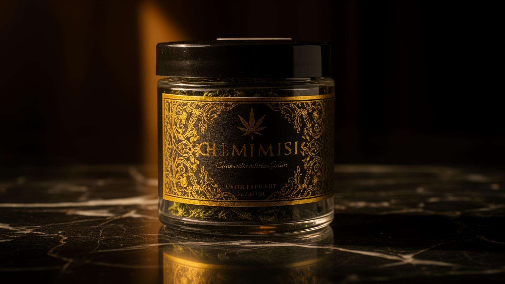 Spliffys premium cannabis collection jar on dark marble
